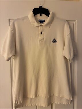 IZOD Men's Cream Polo Shirt with Navy Logo